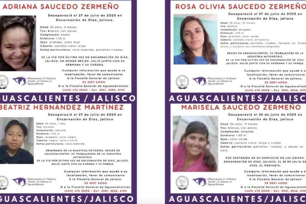 Cuatro mujeres están reportadas como desaparecidas en Encarnación de Díaz, Jalisco; tres son hermanas