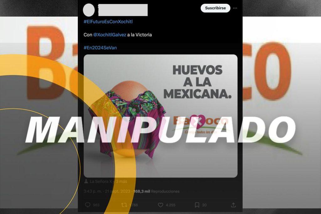 Marca de huevo no promociona a Xóchitl Gálvez, imagen fue manipulada