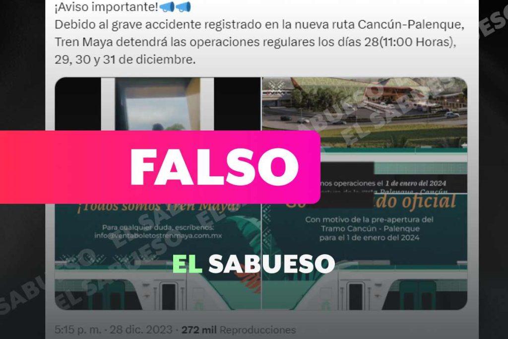 No, el Tren Maya no suspende operaciones por este accidente
