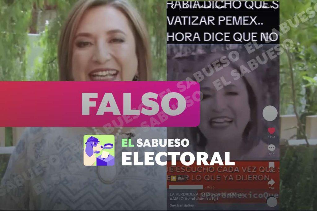 Xóchitl Gálvez no dijo que su sueño es privatizar Pemex, el video fue manipulado
