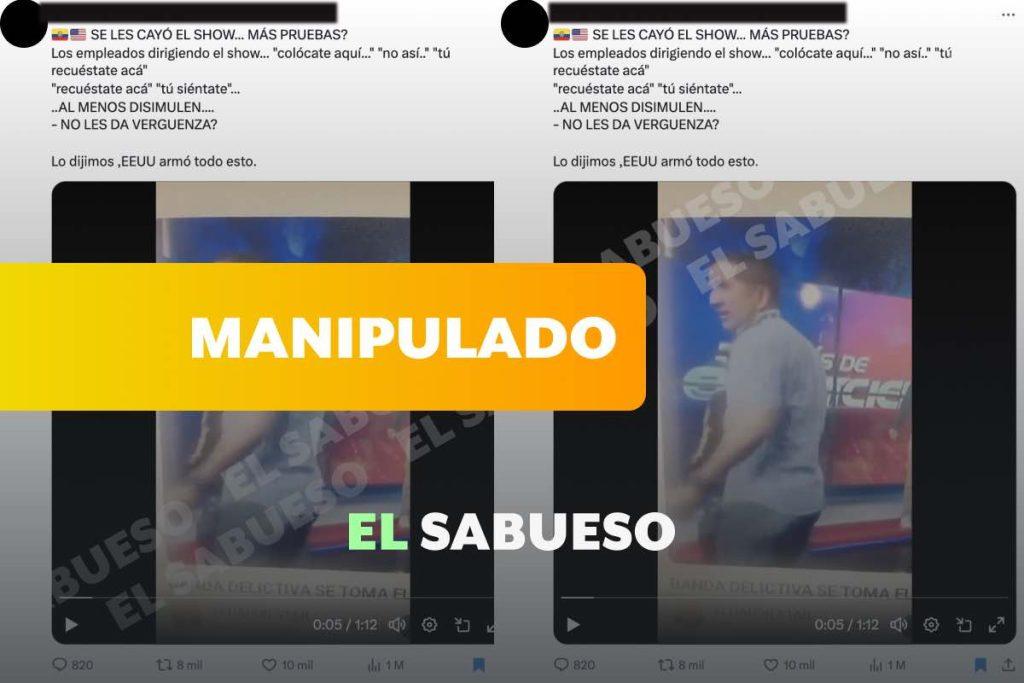 Video con el que califican como montaje toma de canal de TV en Ecuador tiene el audio manipulado