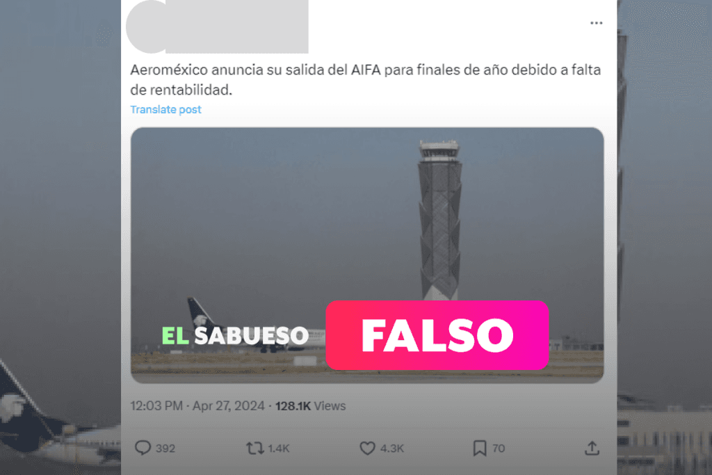 Falso que Aeroméxico anunció su salida del AIFA