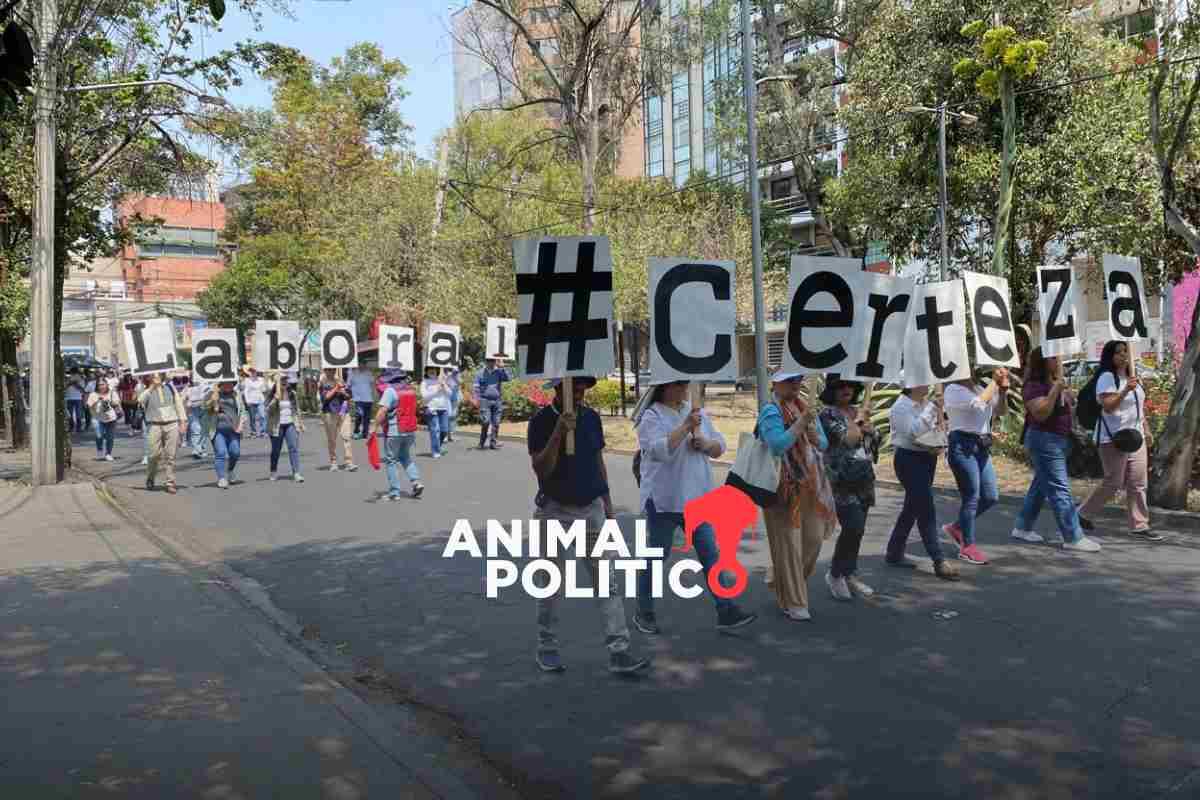 Trabajadores de Mejoredu protestan por quinta ocasión en exigencia de certeza laboral; siguen sin respuesta