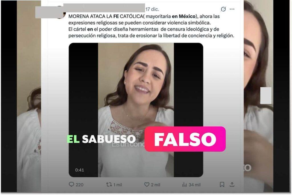 ¿La reforma a la Ley General de Acceso de las Mujeres a una Vida Libre de Violencia busca prohibir la religión en México? Falso