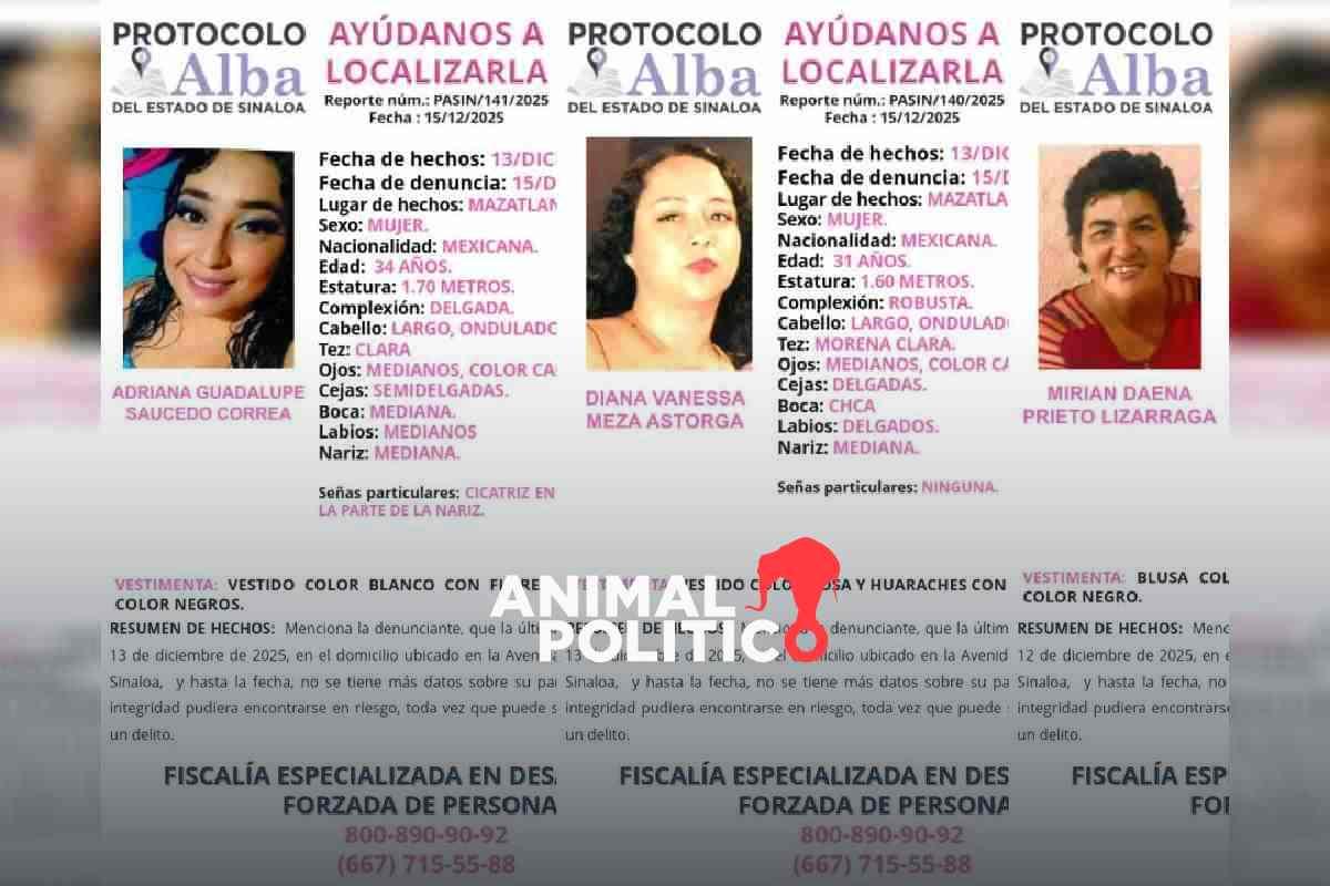 Desaparecen tres mujeres en Mazatlán, Sinaloa, en un lapso de 48 horas