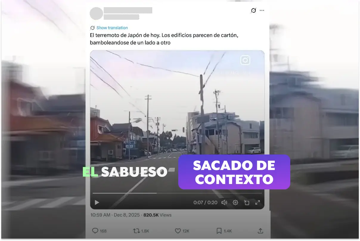 El video sí es de un sismo en Japón… pero no el de 2025, sino el de 2024