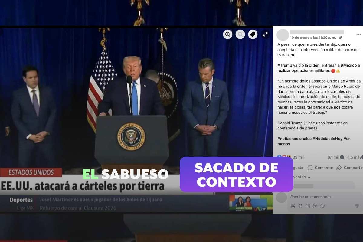 En esta conferencia de prensa Donald Trump no le ordenó a Marco Rubio atacar a los cárteles mexicanos