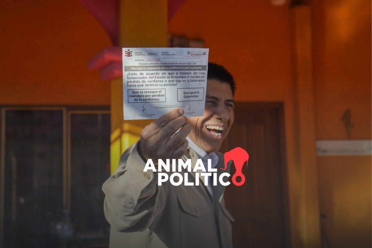 Revocación de mandato en Oaxaca: 58 % votaron a favor de que Salomón Jara siga; participación se queda por debajo de 40 %